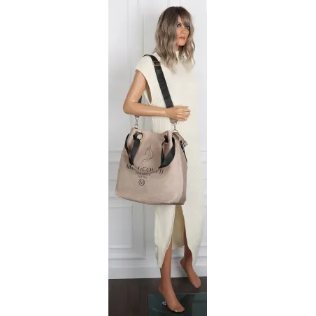 Torebka Damska Listonoszka Worek Shopper na Ramię Duża Torba JY505 Beżowa