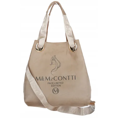 Torebka Damska Listonoszka Worek Shopper na Ramię Duża Torba JY505 Beżowa