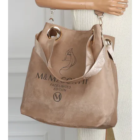 Torebka Damska Listonoszka Worek Shopper na Ramię Duża Torba JY505 Beżowa