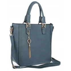 Torebka damska teczka listonoszka duża pojemna torba shopper H063 Niebieska