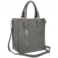 Torebka damska teczka listonoszka duża pojemna torba shopper H063 Szara