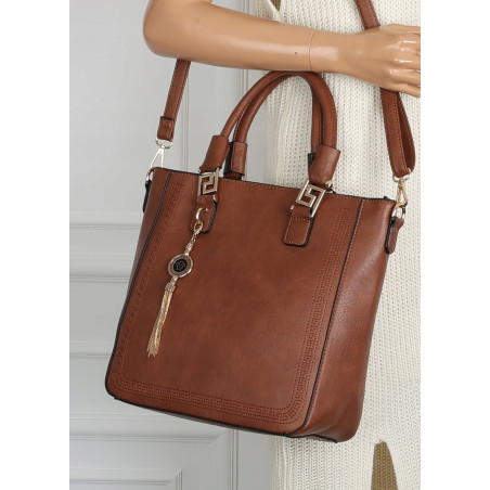 Torebka damska teczka listonoszka duża pojemna torba shopper H063 Brązowa