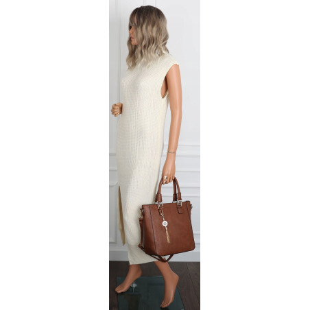 Torebka damska teczka listonoszka duża pojemna torba shopper H063 Brązowa
