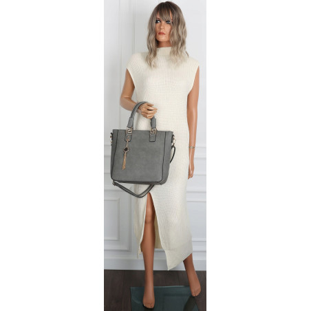 Torebka damska teczka listonoszka duża pojemna torba shopper H063 Szara