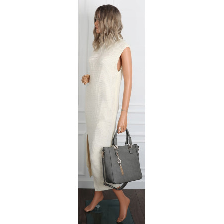 Torebka damska teczka listonoszka duża pojemna torba shopper H063 Szara