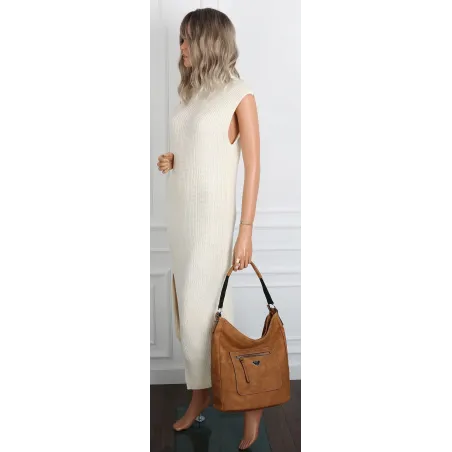 Torebka Damska Listonoszka Worek Shopper na Ramię Miejska YD1067 D.Brown