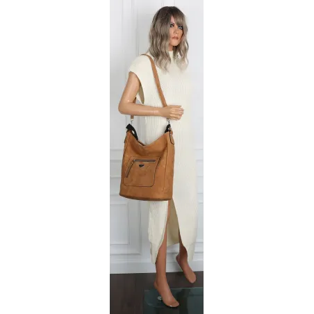 Torebka Damska Listonoszka Worek Shopper na Ramię Miejska YD1067 D.Brown