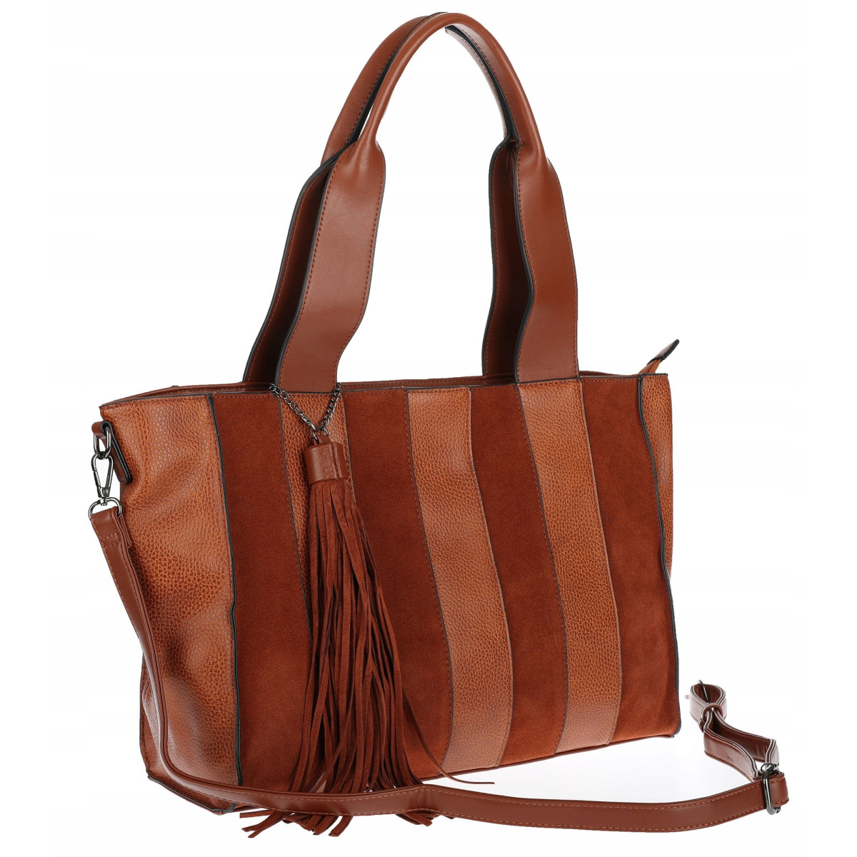 Torebka damska shopper A4 elegancka do pracy włoska marka MC427 Brązowa