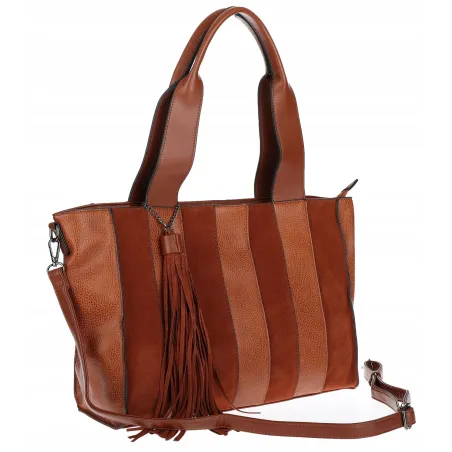 Torebka damska shopper A4 elegancka do pracy włoska marka MC427 Brązowa