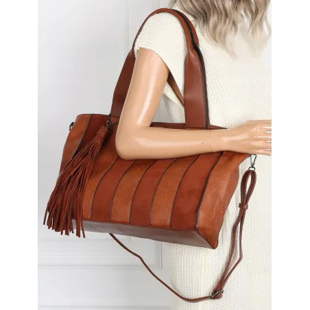 Torebka damska shopper A4 elegancka do pracy włoska marka MC427 Brązowa