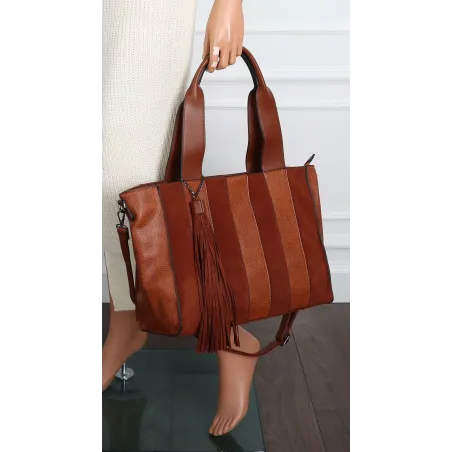 Torebka damska shopper A4 elegancka do pracy włoska marka MC427 Brązowa