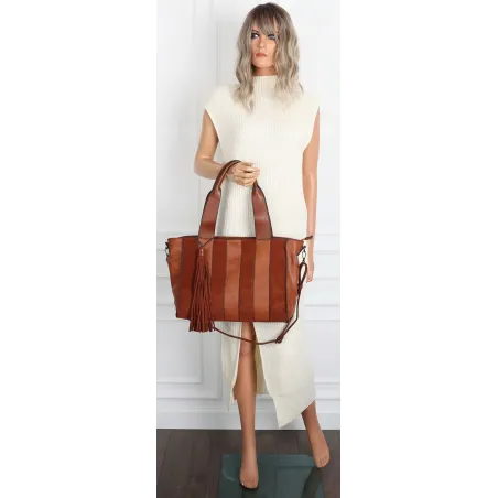 Torebka damska shopper A4 elegancka do pracy włoska marka MC427 Brązowa