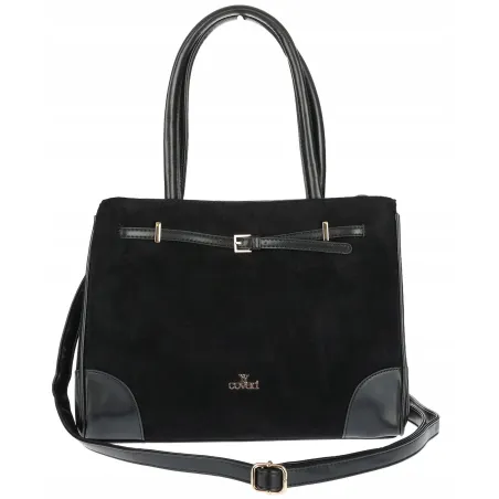 Torebka damska teczka listonoszka duża pojemna eko zamsz CHLTR2783 Czarna