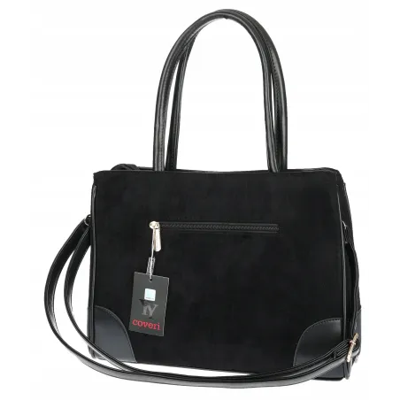 Torebka damska teczka listonoszka duża pojemna eko zamsz CHLTR2783 Czarna