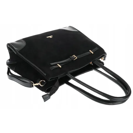 Torebka damska teczka listonoszka duża pojemna eko zamsz CHLTR2783 Czarna