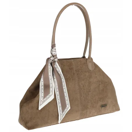 Torebka damska teczka listonoszka duża pojemna eko zamsz CC80672 Beżowa