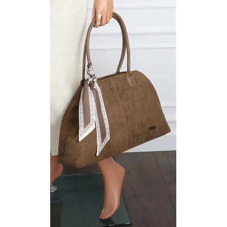 Torebka damska teczka listonoszka duża pojemna eko zamsz CC80672 Beżowa