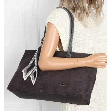 Torebka damska teczka listonoszka duża pojemna eko zamsz CC80672 Szara