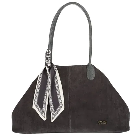 Torebka damska teczka listonoszka duża pojemna eko zamsz CC80672 Szara