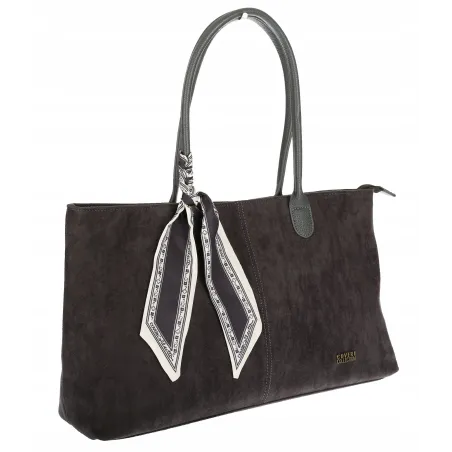 Torebka damska teczka listonoszka duża pojemna eko zamsz CC80672 Szara