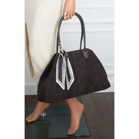 Torebka damska teczka listonoszka duża pojemna eko zamsz CC80672 Szara