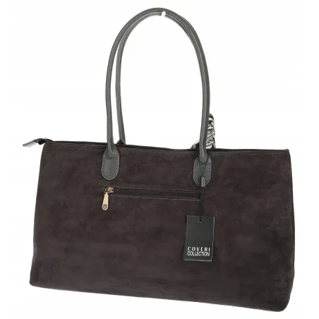 Torebka damska teczka listonoszka duża pojemna eko zamsz CC80672 Szara