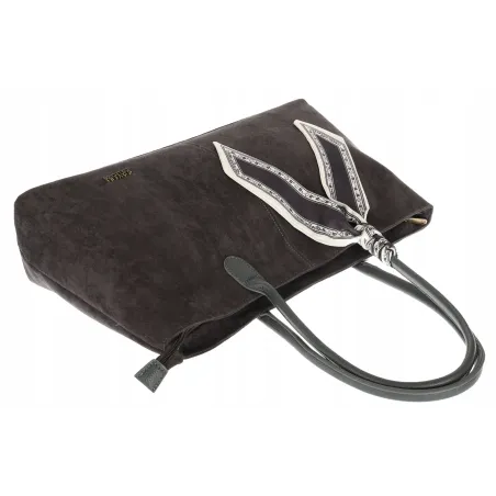 Torebka damska teczka listonoszka duża pojemna eko zamsz CC80672 Szara