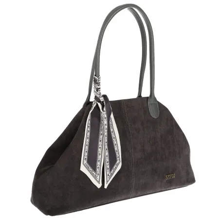 Torebka damska teczka listonoszka duża pojemna eko zamsz CC80672 Szara