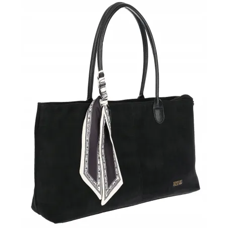 Torebka damska teczka listonoszka duża na ramię eko zamsz CC80672 Czarna