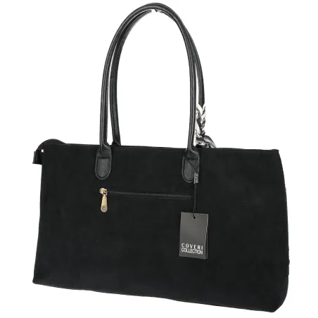 Torebka damska teczka listonoszka duża na ramię eko zamsz CC80672 Czarna