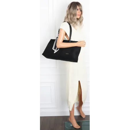 Torebka damska teczka listonoszka duża na ramię eko zamsz CC80672 Czarna