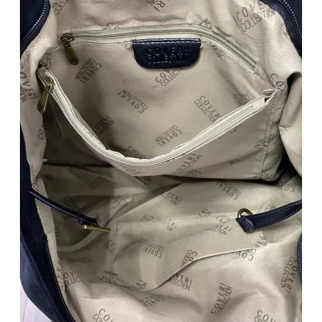 Torebka damska teczka listonoszka duża na ramię eko zamsz CC80672 Czarna