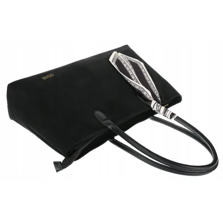 Torebka damska teczka listonoszka duża na ramię eko zamsz CC80672 Czarna