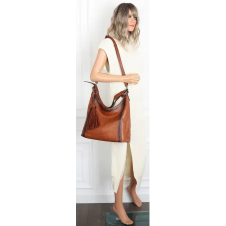 Torebka Damska Listonoszka Worek Shopper Duża Torba na Ramię MC360 Brązowa