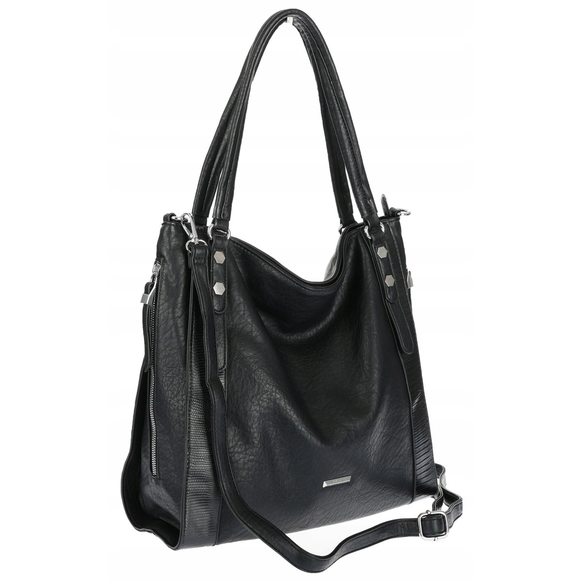 Torebka Damska Listonoszka Worek Shopper Duża na Ramię SR25305S Czarna