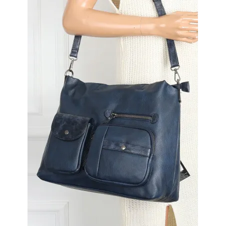 Torebka Damska Shopper duża pojemna A4 Listonoszka na Ramię MC375 Granatowa