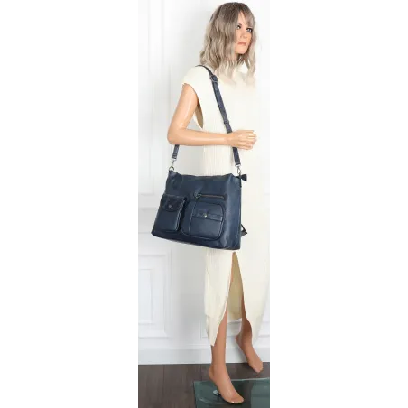 Torebka Damska Shopper duża pojemna A4 Listonoszka na Ramię MC375 Granatowa