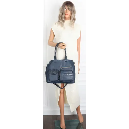 Torebka Damska Shopper duża pojemna A4 Listonoszka na Ramię MC375 Granatowa