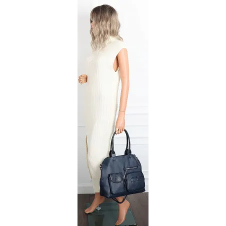 Torebka Damska Shopper duża pojemna A4 Listonoszka na Ramię MC375 Granatowa