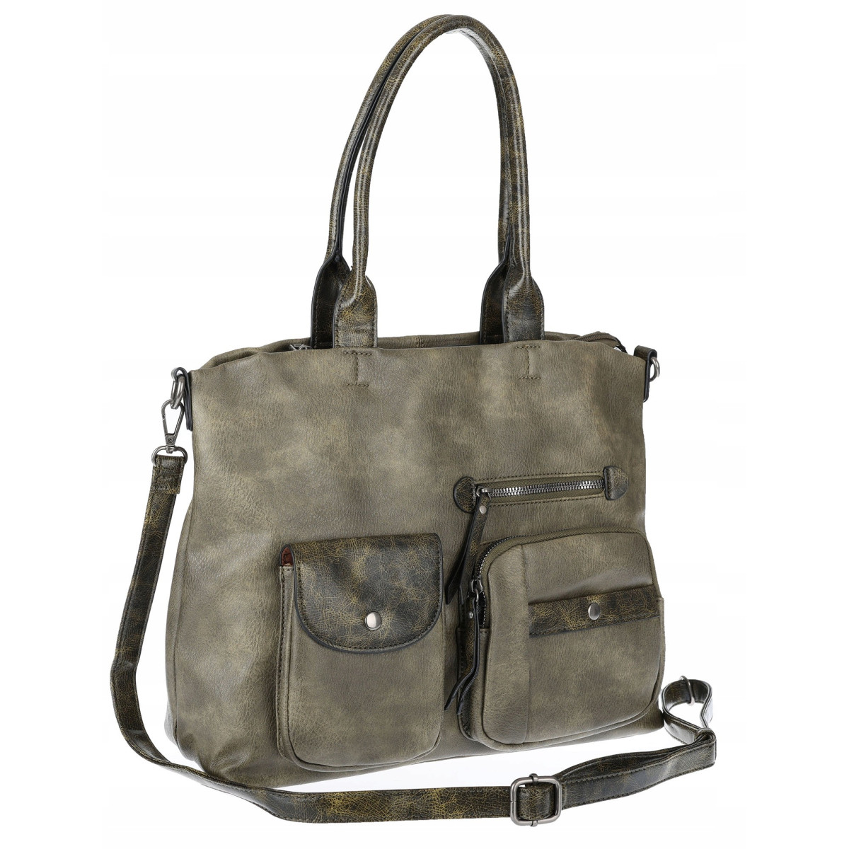 Torebka Damska Shopper duża pojemna A4 Listonoszka na Ramię MC375 Zielona