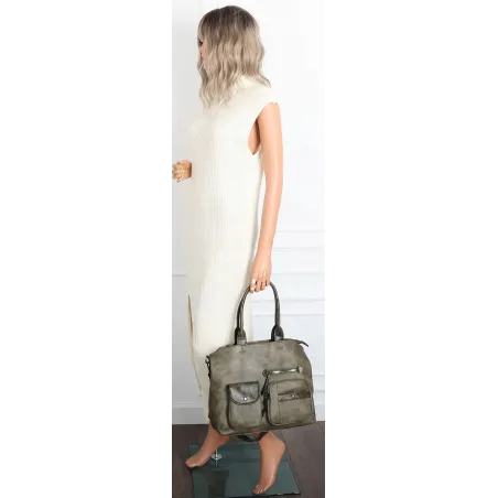 Torebka Damska Shopper duża pojemna A4 Listonoszka na Ramię MC375 Zielona