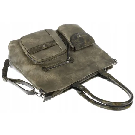 Torebka Damska Shopper duża pojemna A4 Listonoszka na Ramię MC375 Zielona