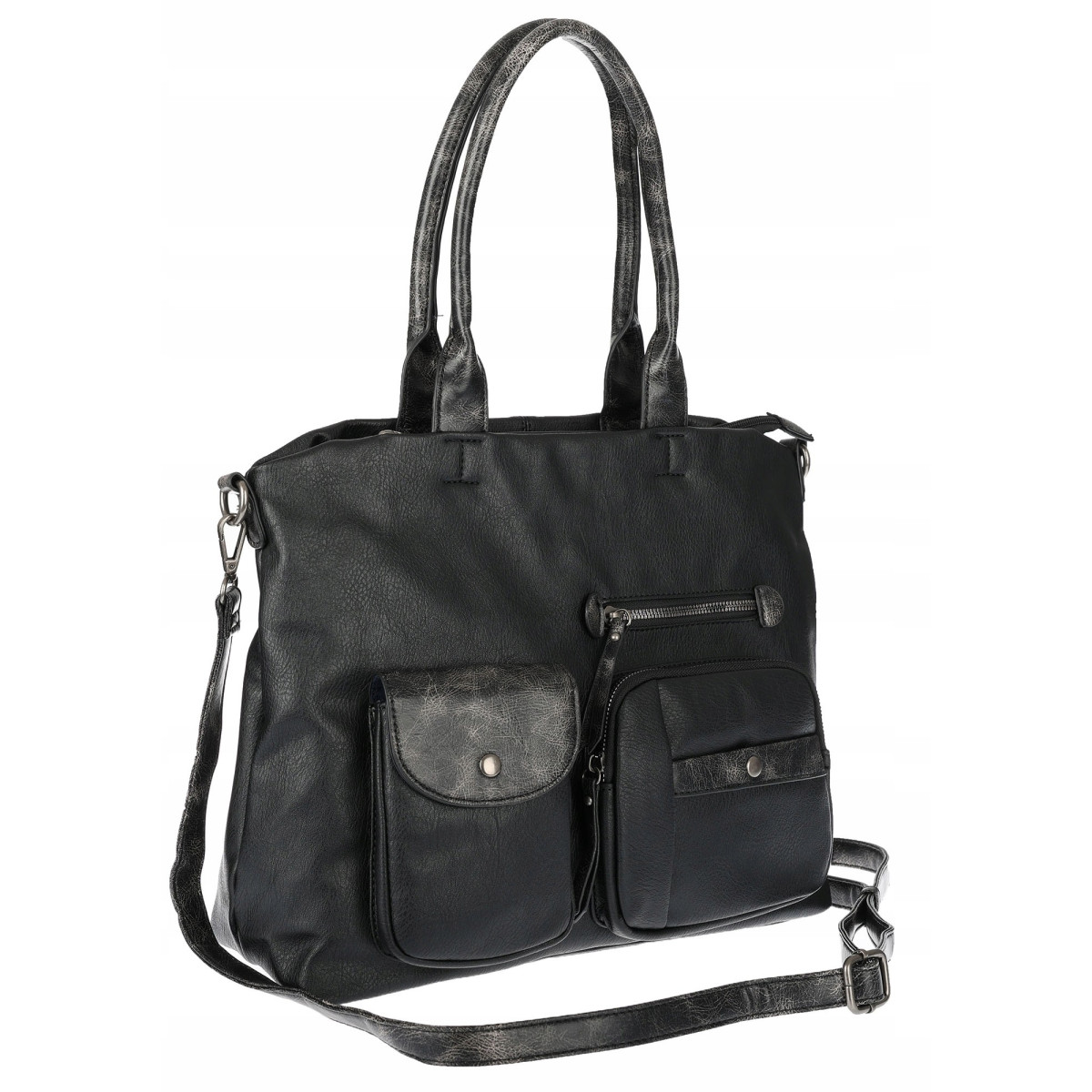 Torebka Damska Shopper duża pojemna A4 Listonoszka na Ramię MC375 Czarna