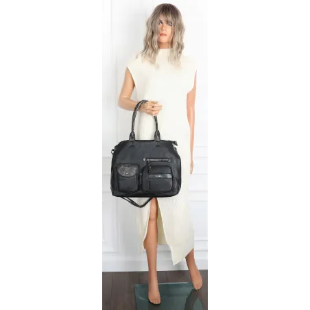 Torebka Damska Shopper duża pojemna A4 Listonoszka na Ramię MC375 Czarna