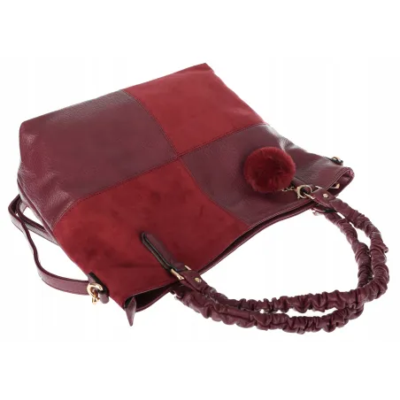 Torebka damska shopper A4 elegancka torba duża do pracy HJ1252 Bordowa