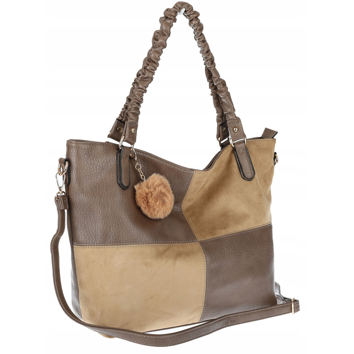 Torebka damska shopper A4 elegancka torba duża do pracy HJ1252 Beżowa