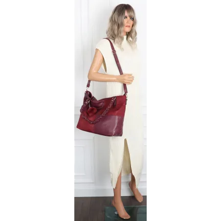 Torebka damska shopper A4 elegancka torba duża do pracy HJ1252 Bordowa