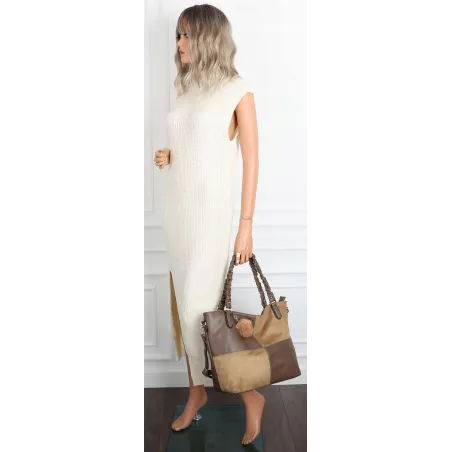 Torebka damska shopper A4 elegancka torba duża do pracy HJ1252 Beżowa