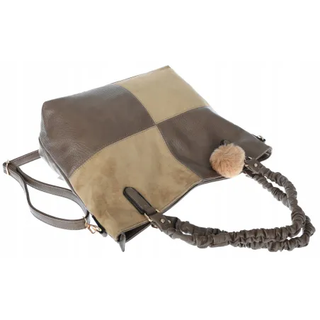 Torebka damska shopper A4 elegancka torba duża do pracy HJ1252 Beżowa