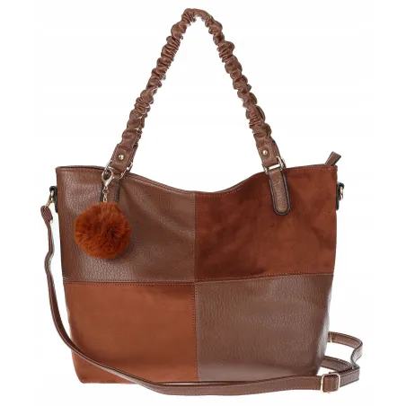 Torebka damska shopper A4 elegancka torba duża do pracy HJ1252 Brązowa